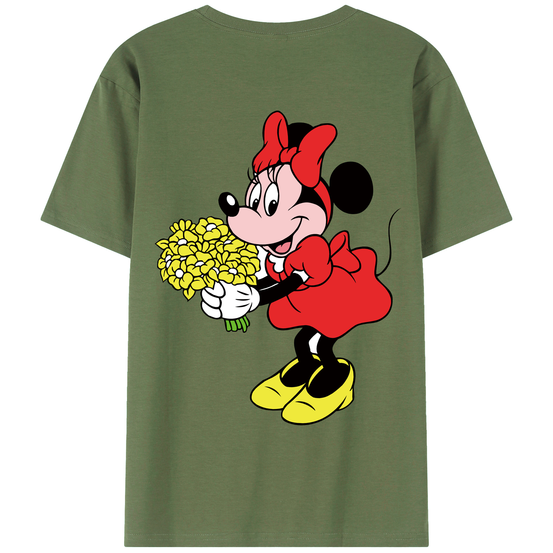 ミッキーマウス Mickey Mouse 綿100％ メンズ半袖Tシャツ（バックプリント） 通気性